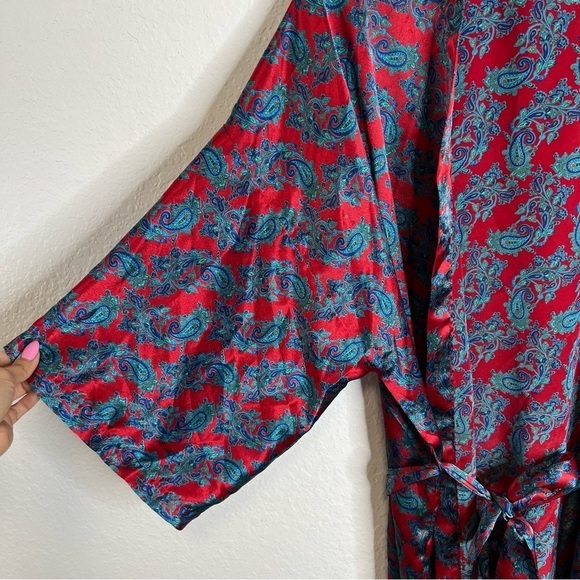 Victoria Secret Robe Vintage Gold Label One Size Paisley Satin Kimono Rare x - Picture 3 of 6